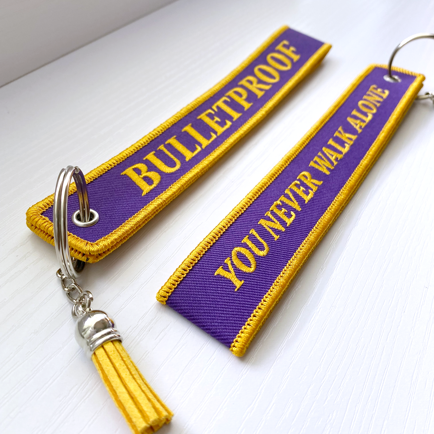 BTS Inspired "Bulletproof" Embroidered Keychain Wristlet